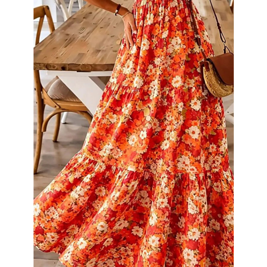 Floral Print Maxi Dress with Spaghetti Straps Apparel and Accessories