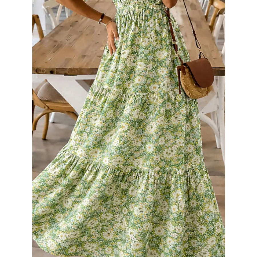 Floral Print Maxi Dress with Spaghetti Straps Apparel and Accessories