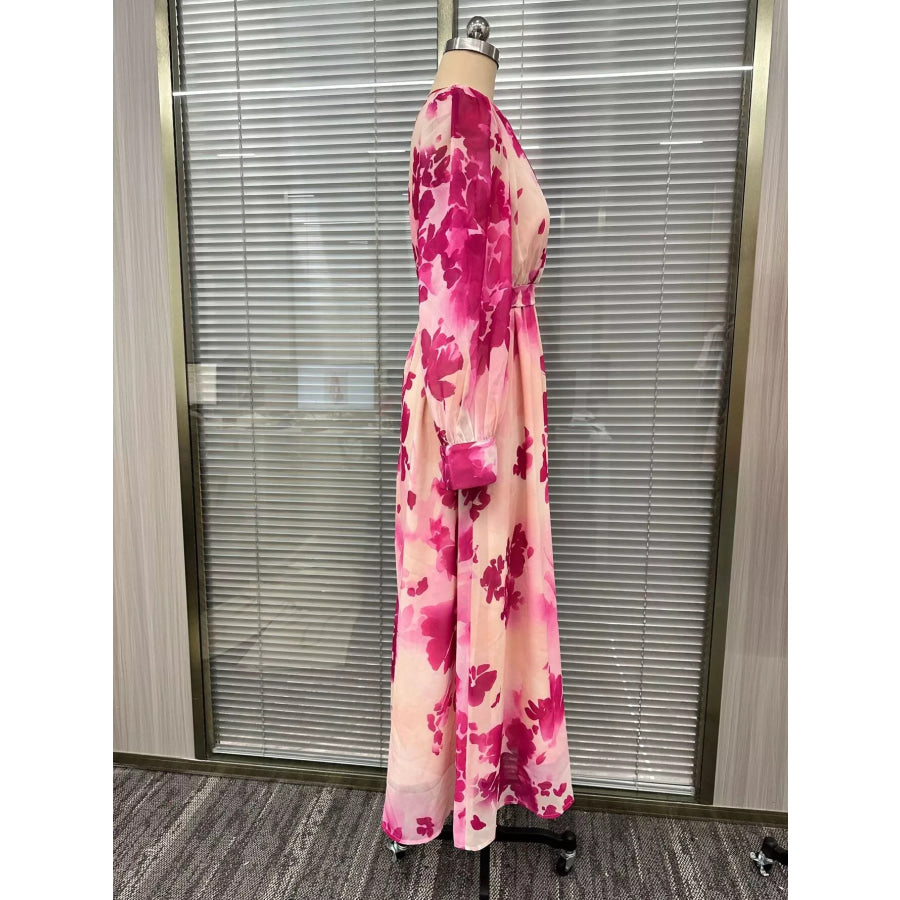 Floral Print Maxi Dress with Waist-Tie Detail Apparel and Accessories
