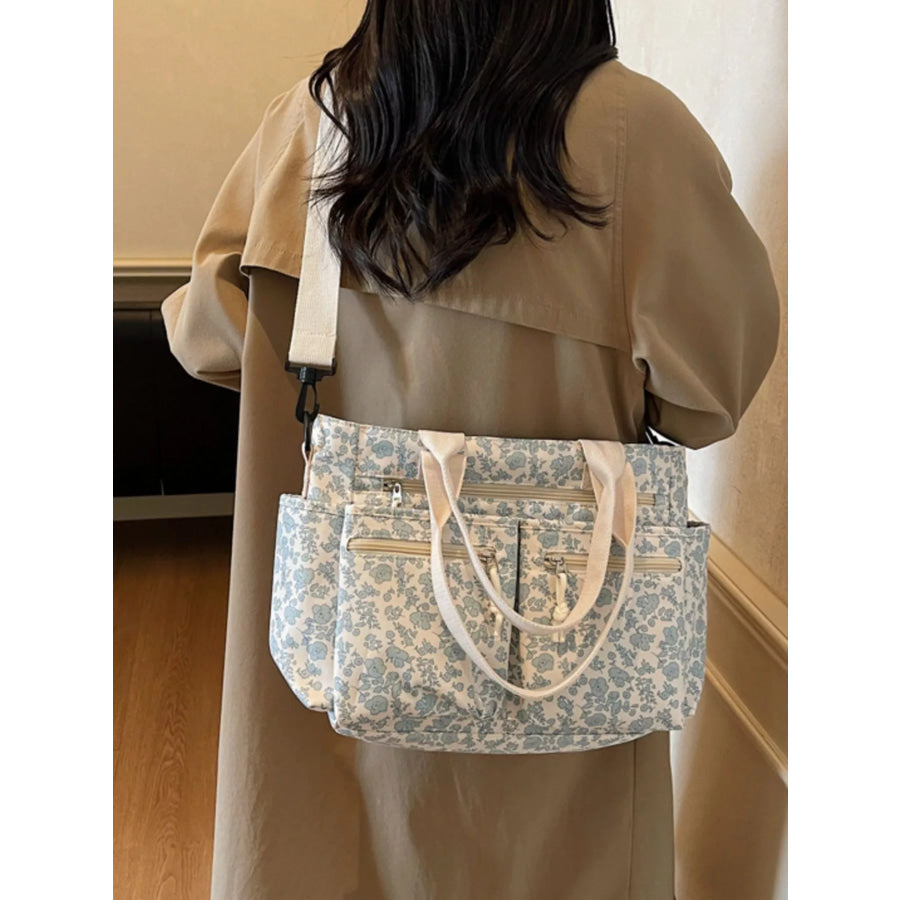 Floral Print Multi-Pocket Crossbody Bag Ivory / ONESIZE Apparel and Accessories