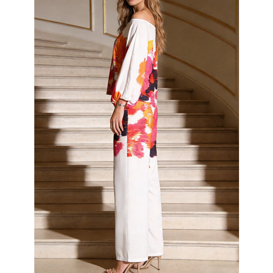 Floral Print Off-Shoulder Top and Pants Set Apparel and Accessories