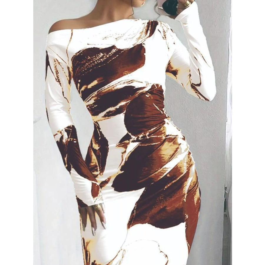 Floral Print One Shoulder Maxi Dress Apparel and Accessories