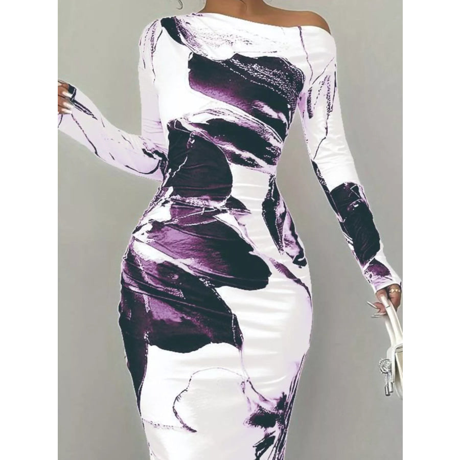 Floral Print One Shoulder Maxi Dress Apparel and Accessories