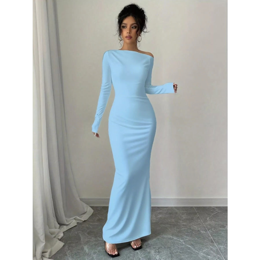 Floral Print One Shoulder Maxi Dress Apparel and Accessories