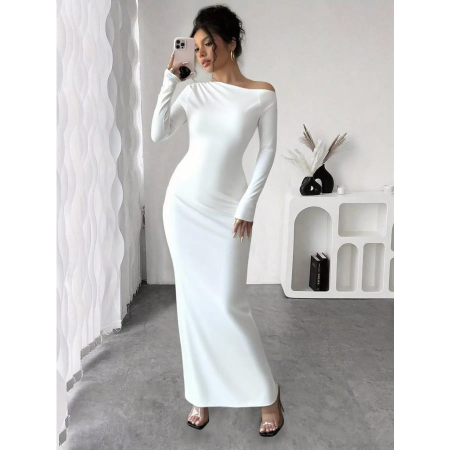 Floral Print One Shoulder Maxi Dress Apparel and Accessories