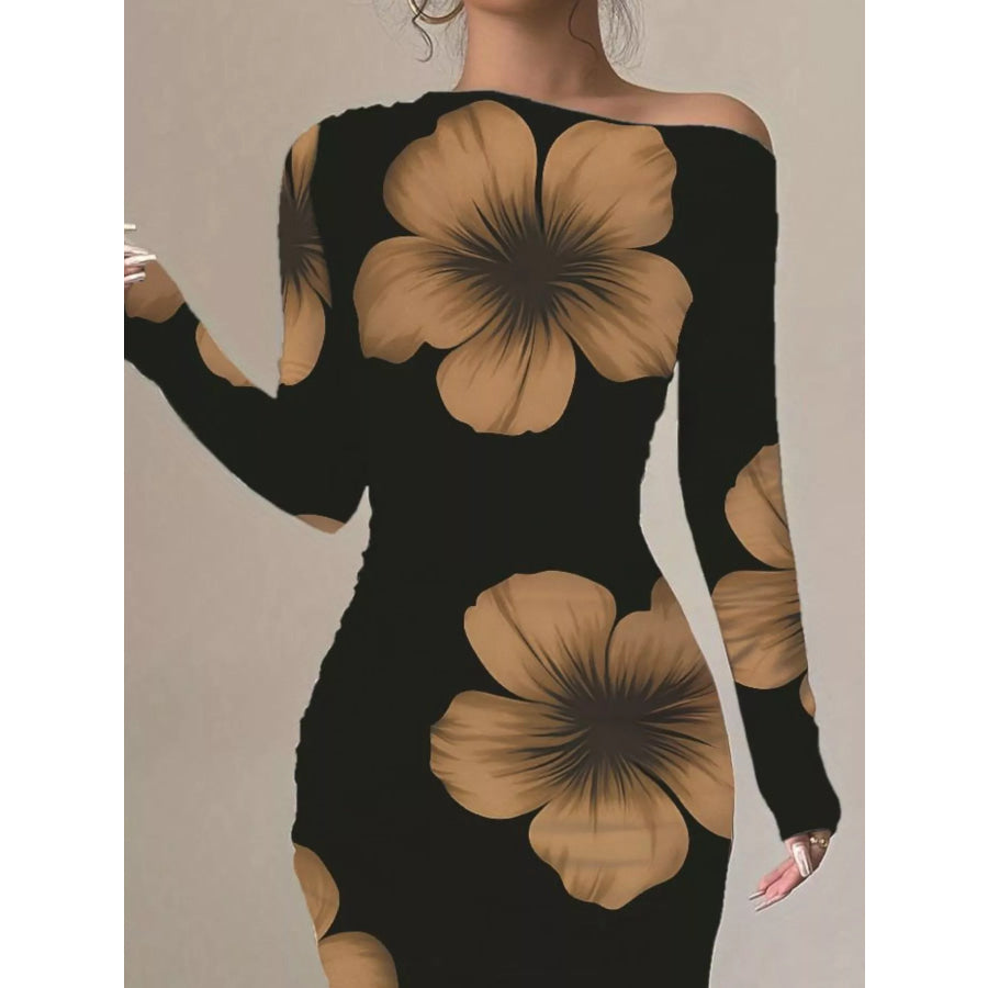 Floral Print One Shoulder Maxi Dress Apparel and Accessories