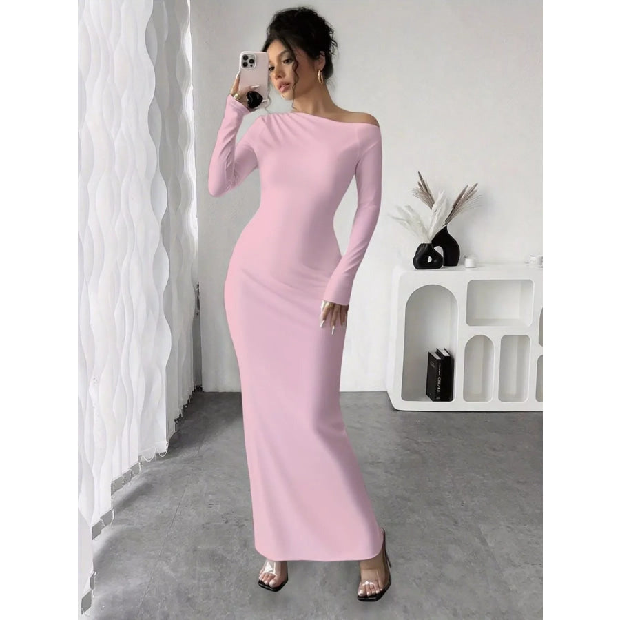 Floral Print One Shoulder Maxi Dress Apparel and Accessories
