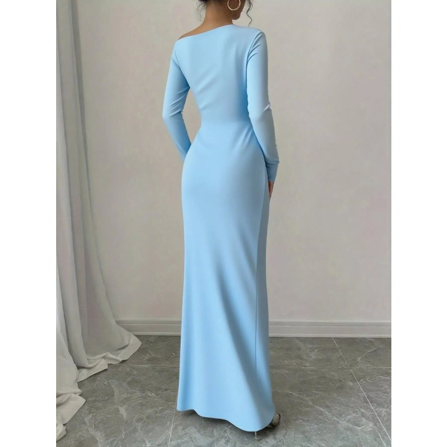 Floral Print One Shoulder Maxi Dress Apparel and Accessories