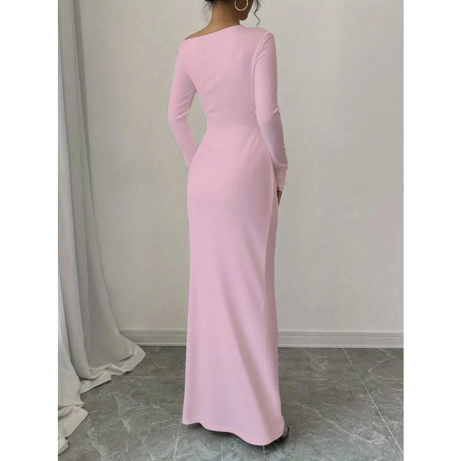 Floral Print One Shoulder Maxi Dress Apparel and Accessories