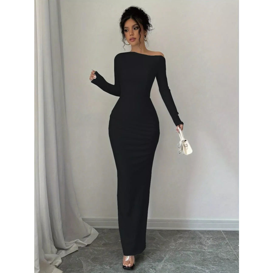 Floral Print One Shoulder Maxi Dress Apparel and Accessories