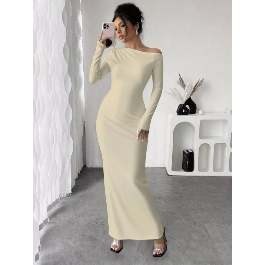 Floral Print One Shoulder Maxi Dress Apparel and Accessories