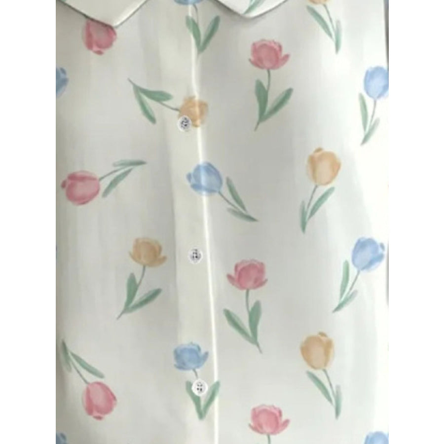 Floral Print Peter Pan Collar Shirt Apparel and Accessories