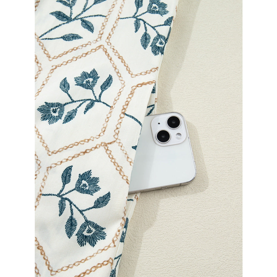 Floral Print Polo Collar Casual Mini Dress Apparel and Accessories
