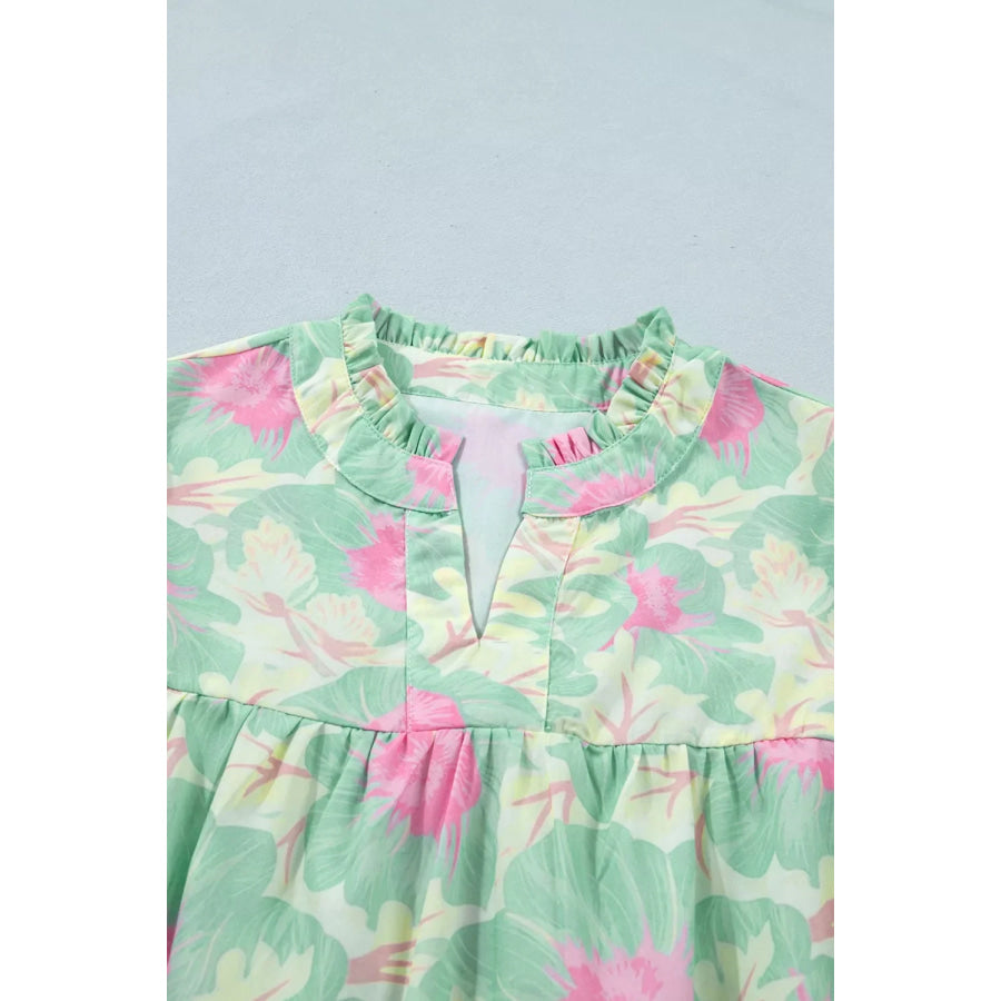 Floral Print Puff Sleeve Blouse Apparel and Accessories