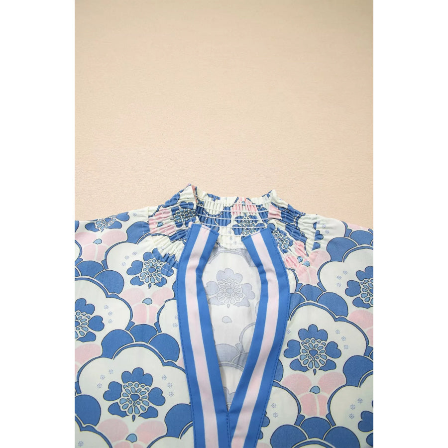 Floral Print Puff Sleeve Blouse Apparel and Accessories