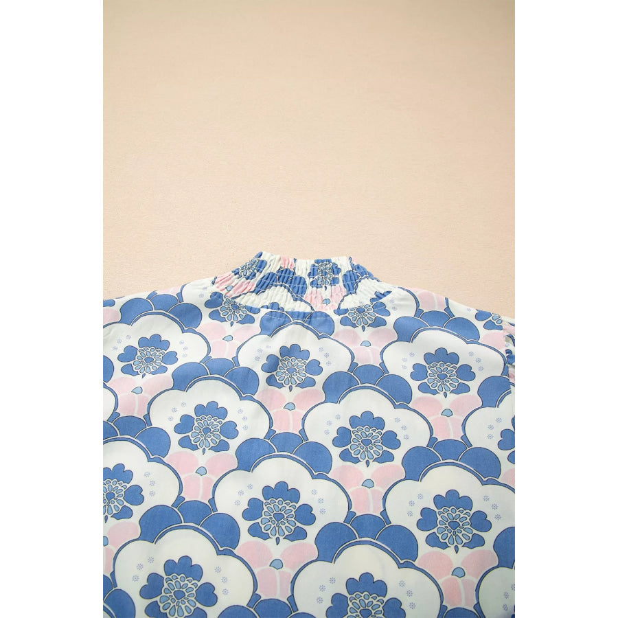 Floral Print Puff Sleeve Blouse Apparel and Accessories
