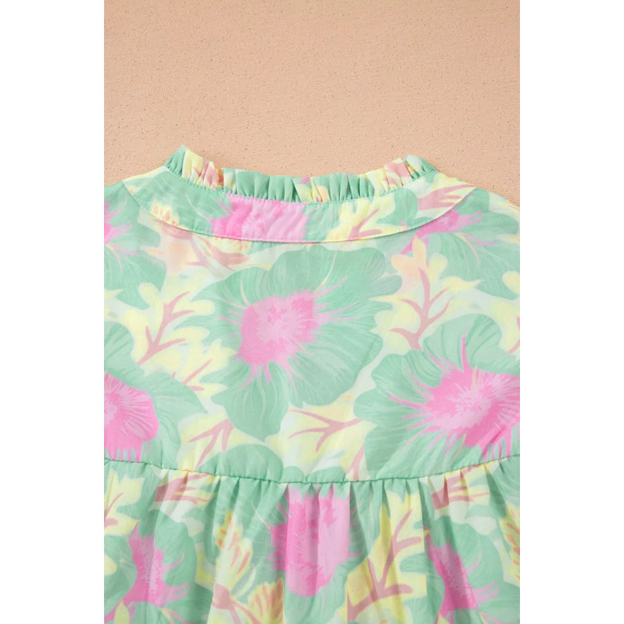 Floral Print Puff Sleeve Blouse Apparel and Accessories