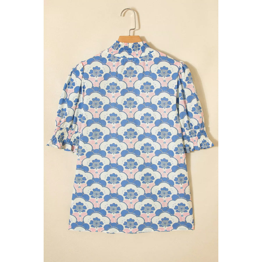 Floral Print Puff Sleeve Blouse Apparel and Accessories