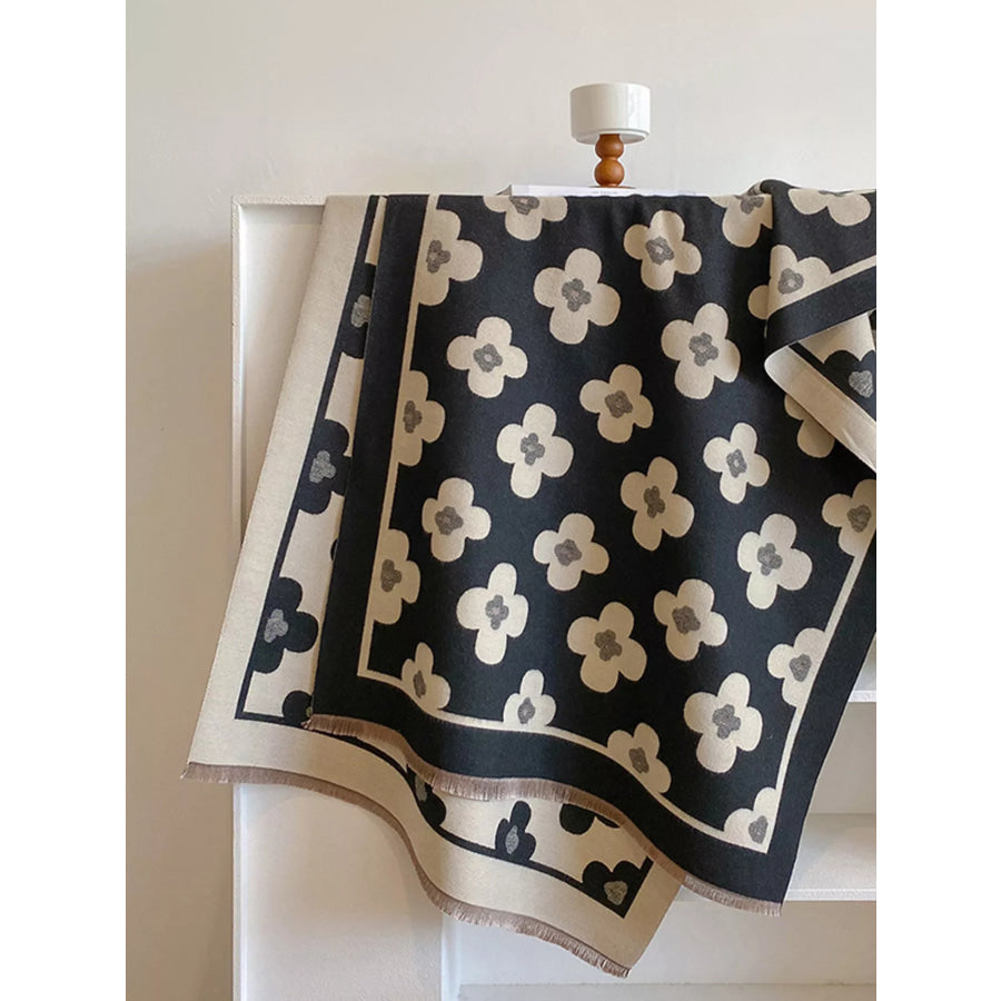 Floral Print Raw Hen Scarf Apparel and Accessories