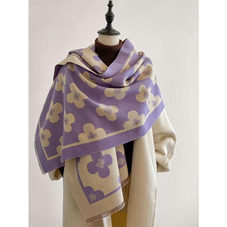 Floral Print Raw Hen Scarf Apparel and Accessories