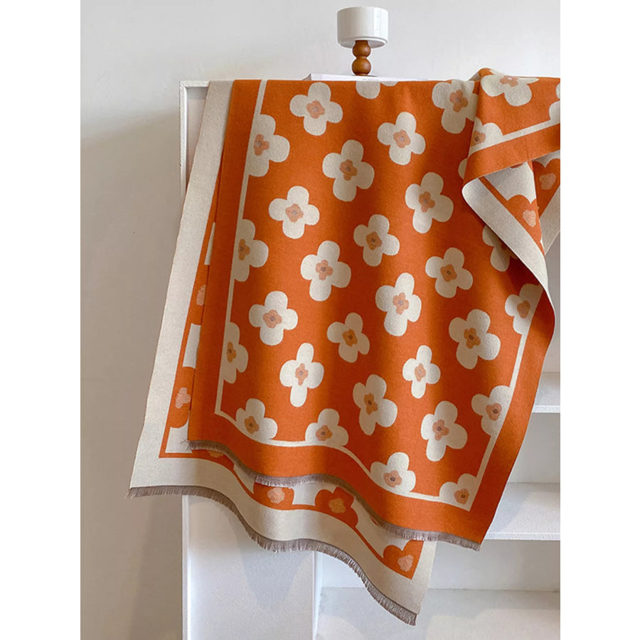 Floral Print Raw Hen Scarf Apparel and Accessories