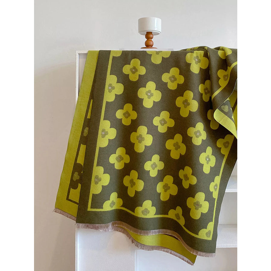 Floral Print Raw Hen Scarf Apparel and Accessories