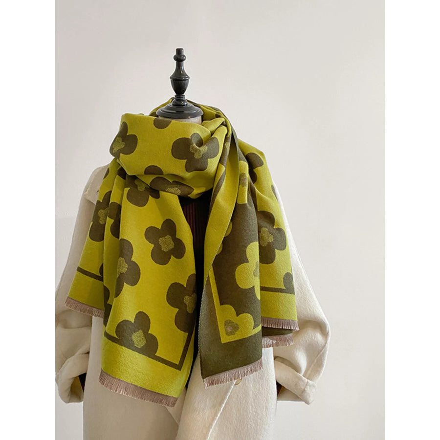 Floral Print Raw Hen Scarf Apparel and Accessories