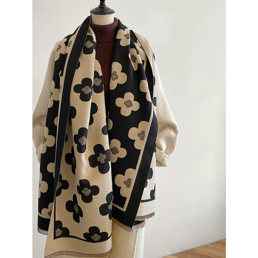 Floral Print Raw Hen Scarf Apparel and Accessories