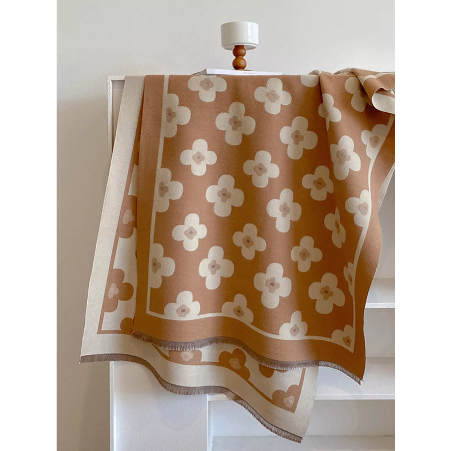 Floral Print Raw Hen Scarf Apparel and Accessories