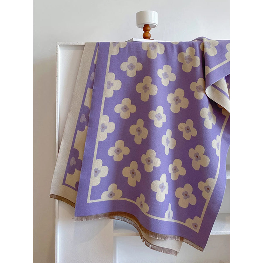 Floral Print Raw Hen Scarf Apparel and Accessories