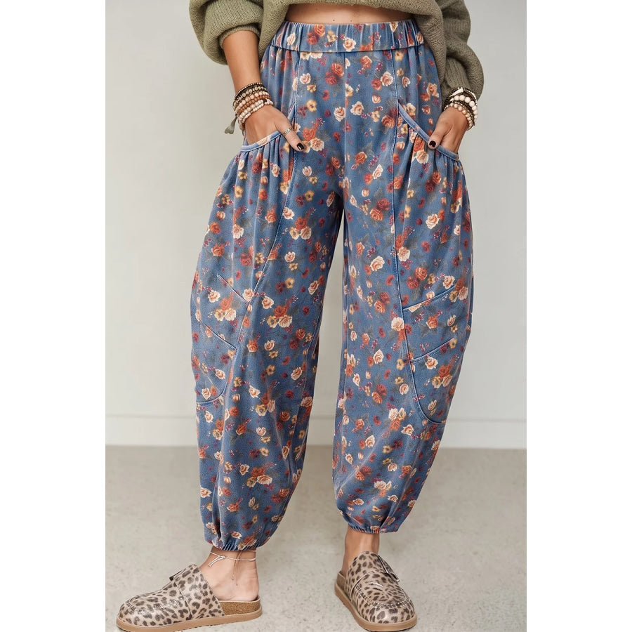 Floral Print Relaxed Fit Jeans Apparel and Accessories