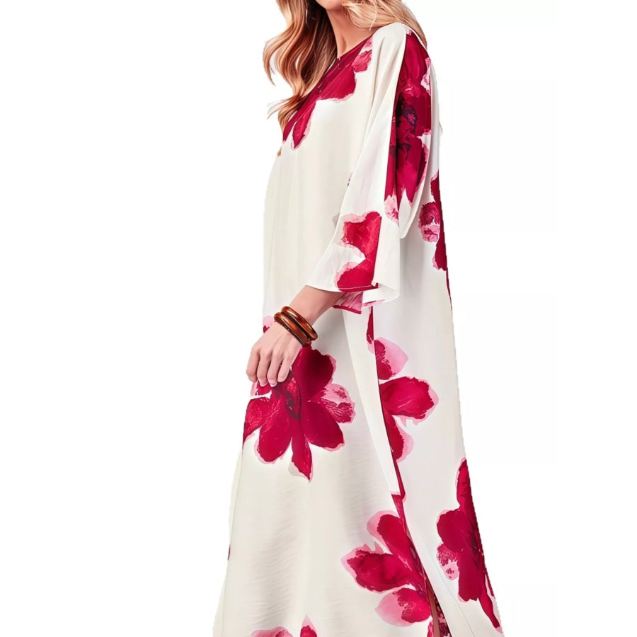 Floral Print Round Neck Dress Apparel and Accessories