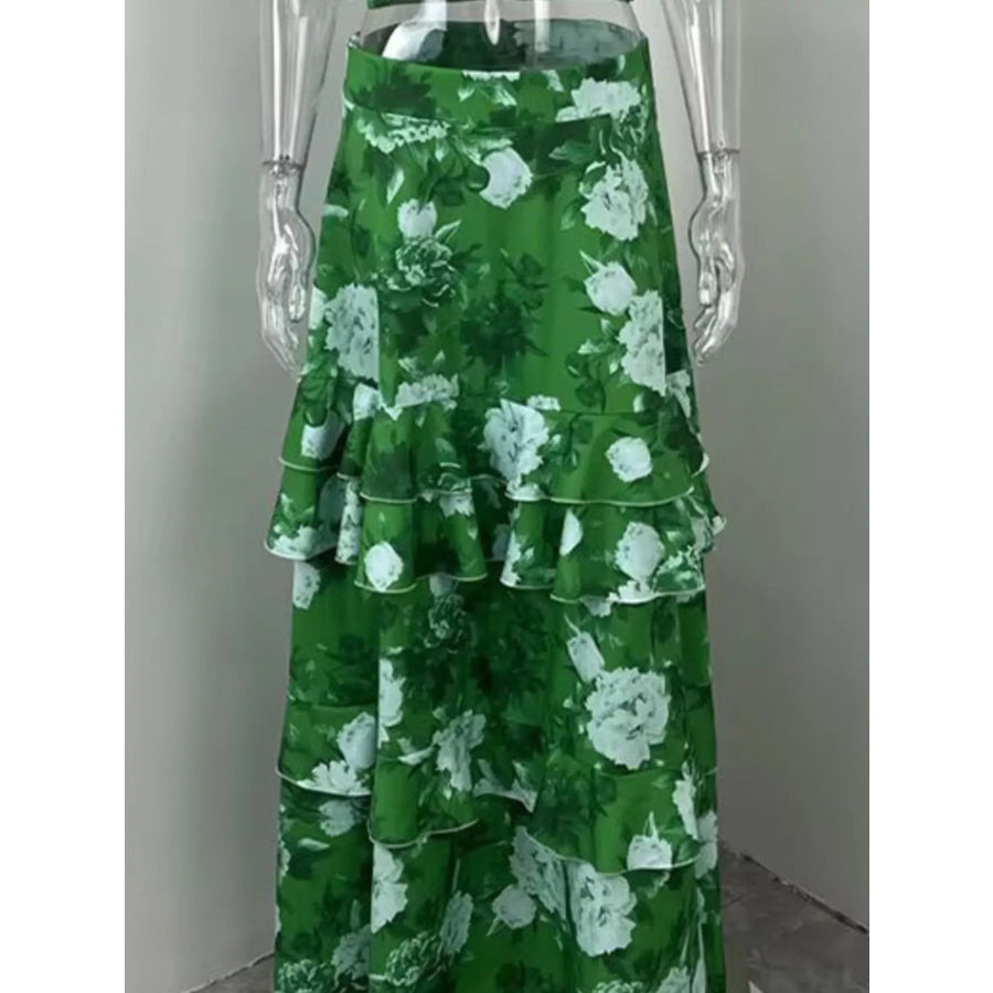 Floral Print Ruffle Cami and Skirt Two-Piece Set Apparel and Accessories