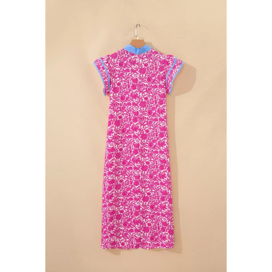 Floral Print Ruffle Cap Sleeve Dress Apparel and Accessories
