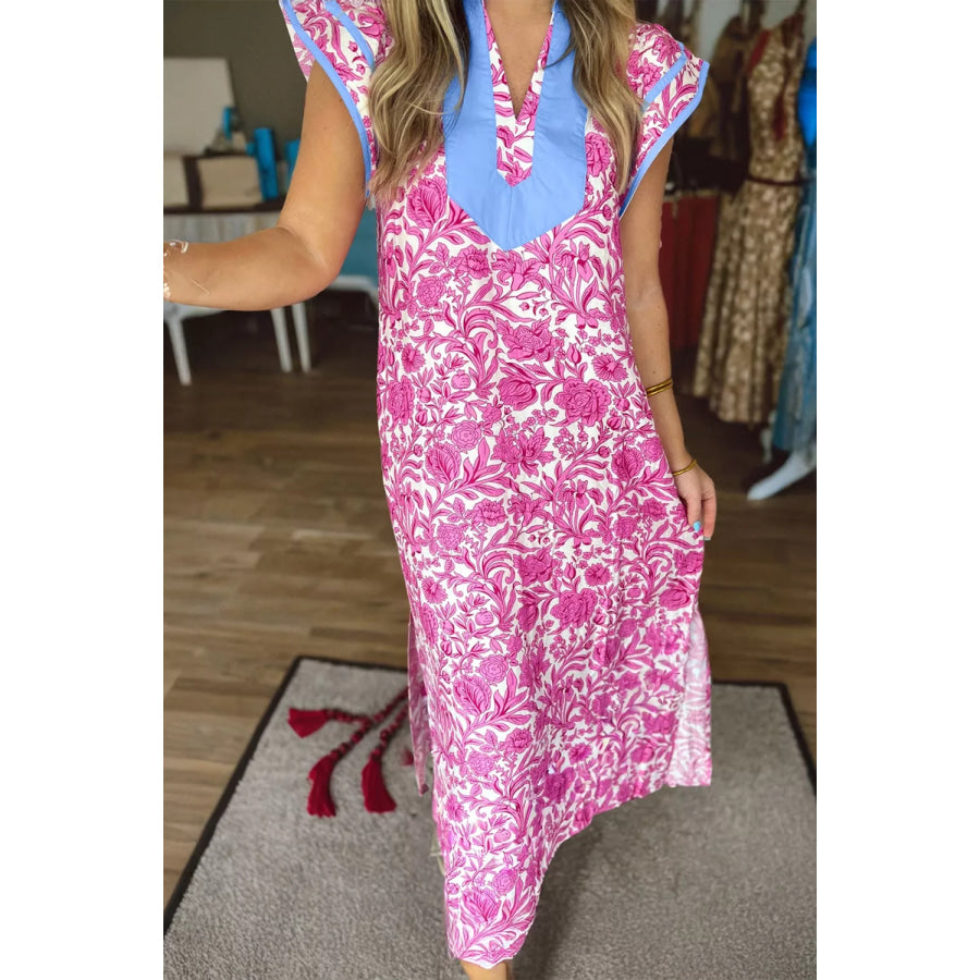 Floral Print Ruffle Cap Sleeve Dress Apparel and Accessories