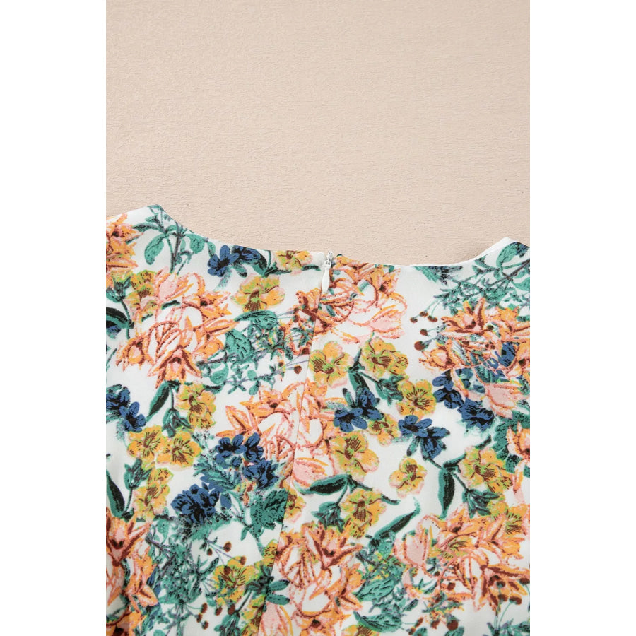 Floral Print Ruffle Hem Mini Dress Apparel and Accessories
