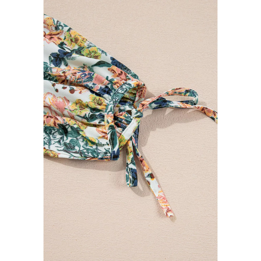 Floral Print Ruffle Hem Mini Dress Apparel and Accessories