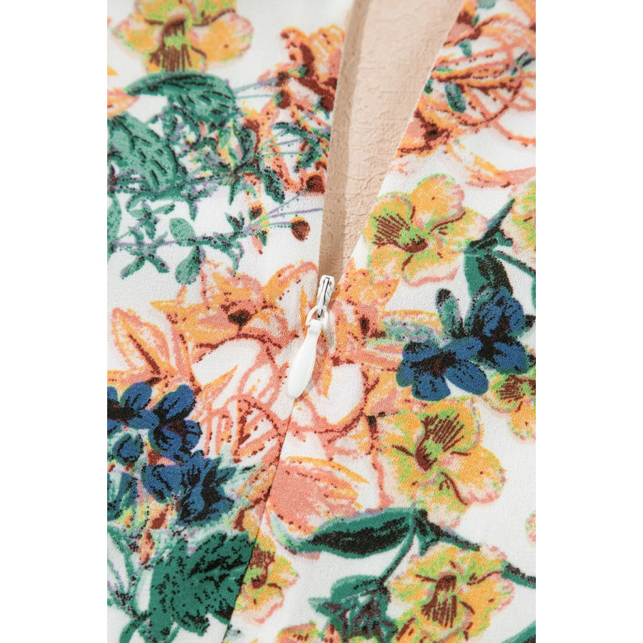 Floral Print Ruffle Hem Mini Dress Apparel and Accessories