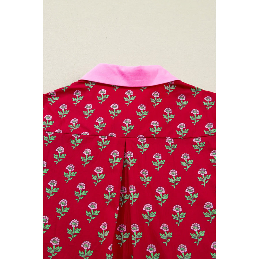 Floral Print Ruffle Hem Mini Dress Apparel and Accessories