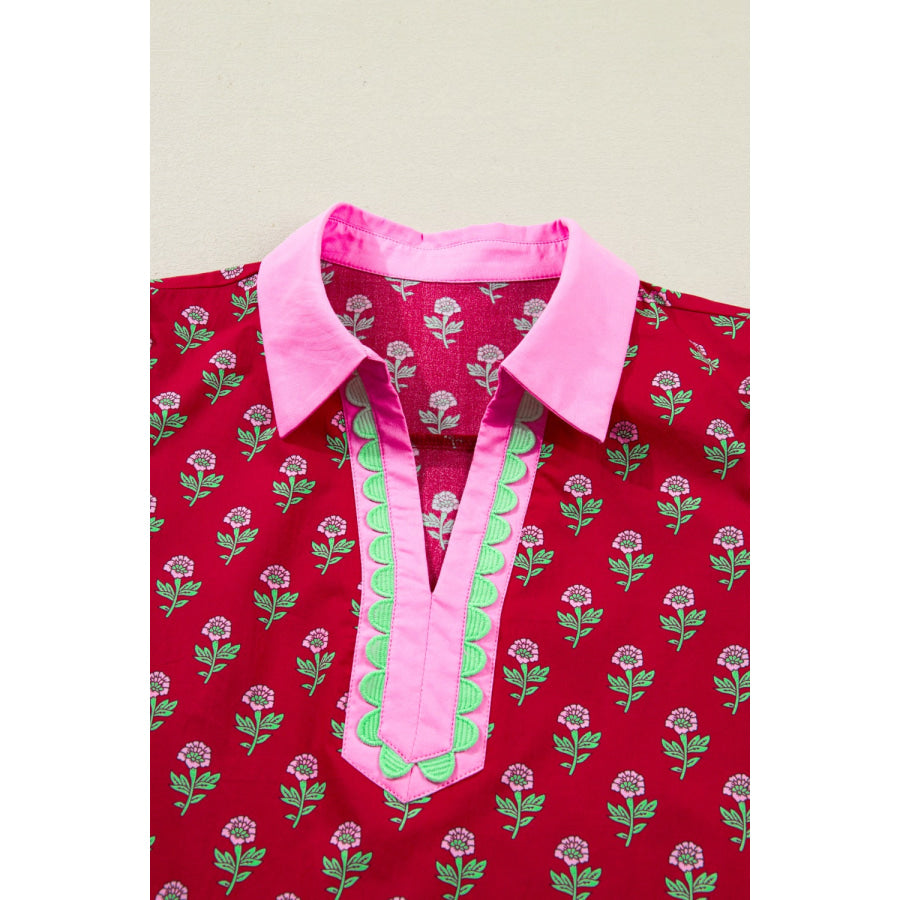Floral Print Ruffle Hem Mini Dress Apparel and Accessories