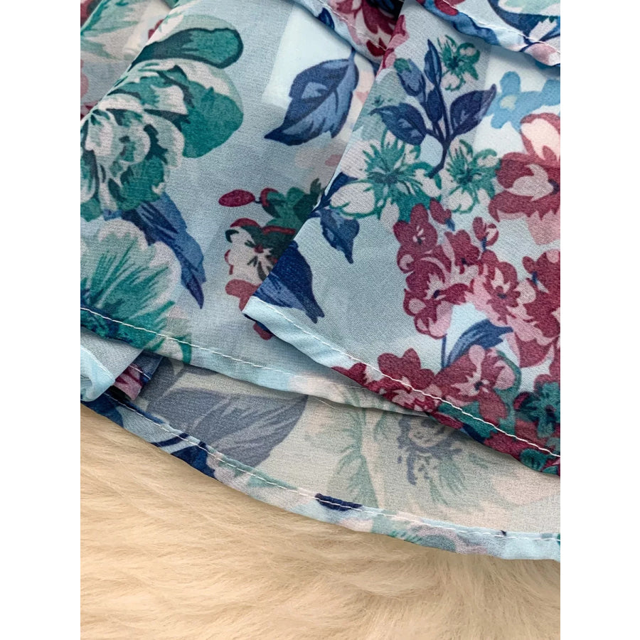 Floral Print Ruffle Hem Mini Dress Apparel and Accessories