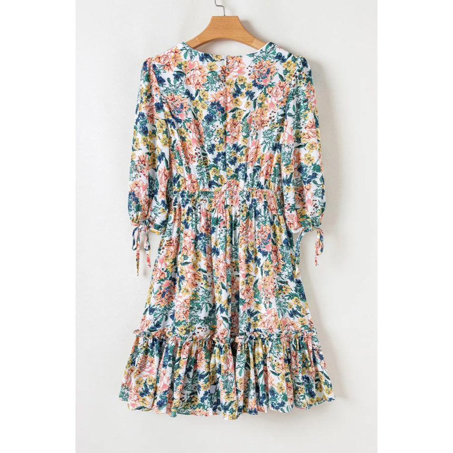 Floral Print Ruffle Hem Mini Dress Apparel and Accessories