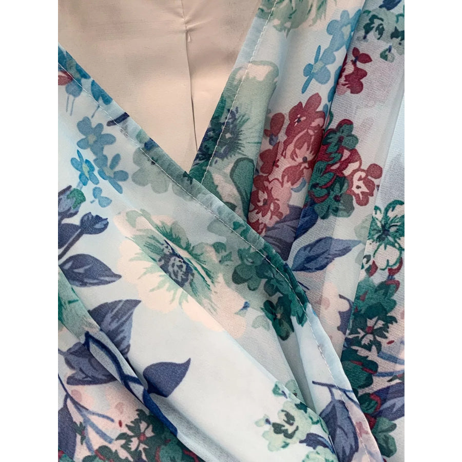 Floral Print Ruffle Hem Mini Dress Apparel and Accessories