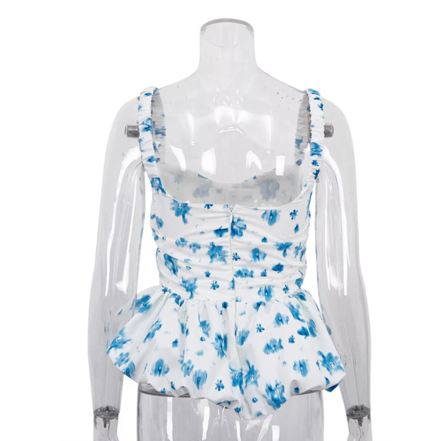 Floral Print Ruffle Hem Tank Apparel and Accessories