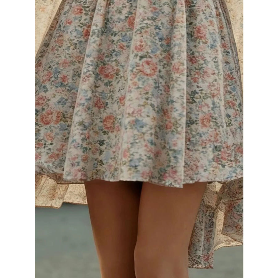 Floral Print Ruffle Mini Dress Apparel and Accessories