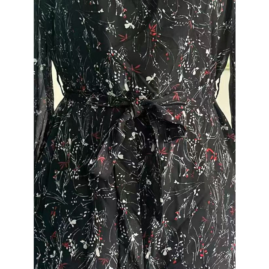 Floral Print Ruffle Mini Dress Apparel and Accessories