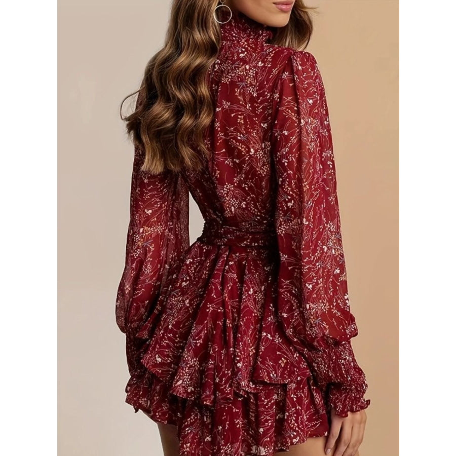 Floral Print Ruffle Mini Dress Apparel and Accessories
