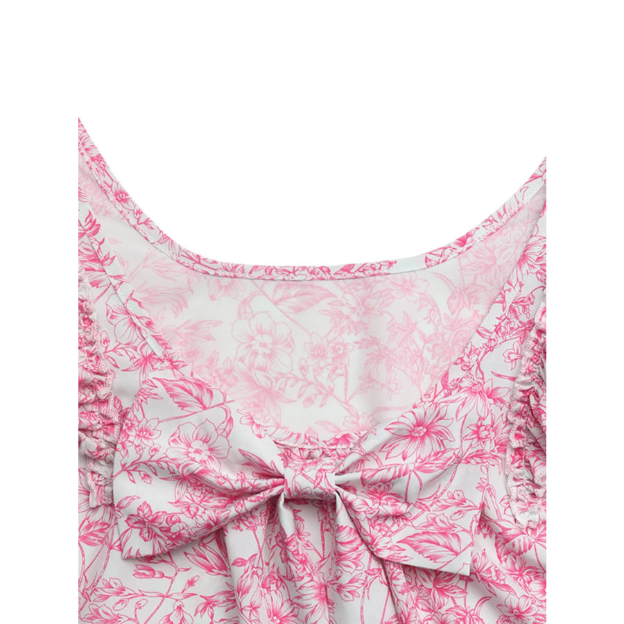 Floral Print Ruffle Sleeve Blouse Apparel and Accessories