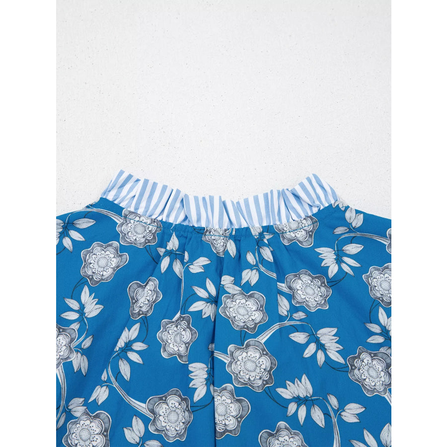 Floral Print Ruffle Sleeve Blouse Apparel and Accessories