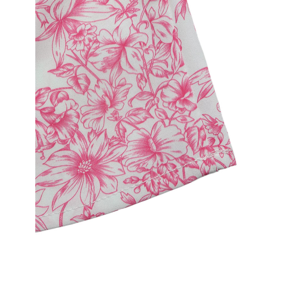 Floral Print Ruffle Sleeve Blouse Apparel and Accessories